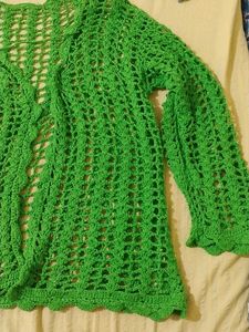 Green Crochet Cardigan