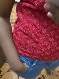 Red Floral Embroidered Top (brand new)