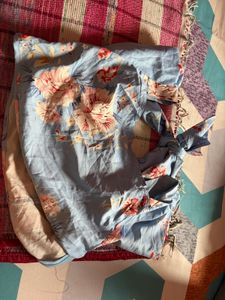 Floral Blue Cotton Blouse