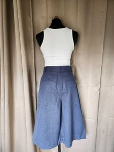 Blue Culottes with White Tank Top