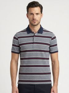 Authentic Canali Striped Polo Shirt Men’s
