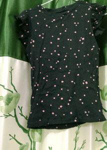 Cute Polka Dot Flutter Sleeve body fitted  Top