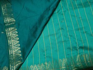 Beautiful Dark Green Saree With Thin Border