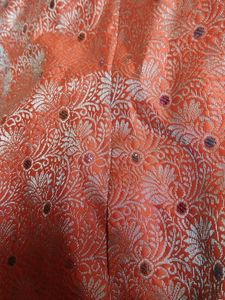 Orange Pattu Langa.with Paranda