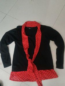 Stylish Black & Red Polka Dot Top