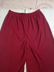 Elegant Red Pleated Palazzo Pants