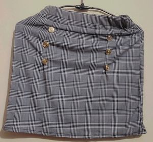 Black & White Check Print Skirt For 6-8  Year Girl