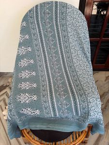Elegant Teal Saree with White Print