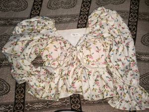 Padded Floral Print Peplum Top