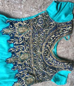 Teal Embroidered Anarkali Suit