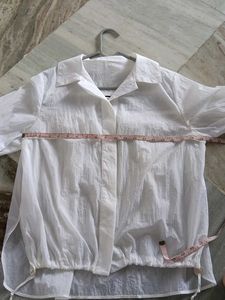 White Sheer Button-Up Blouse