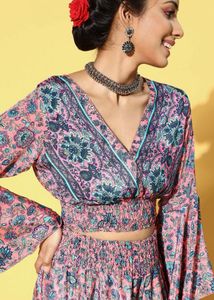 SALE - Boho Floral Print Crop Top &amp; Palazzo Set