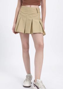 Biege Pleated Mini Skirt