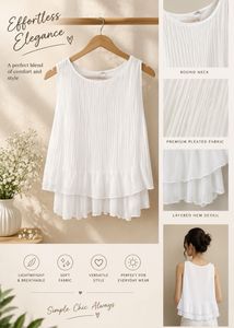 Pleated White Tank Top