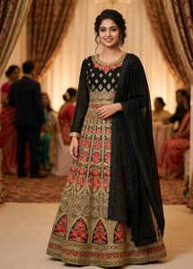 Black Heavy Embroidered Anarkali Gown