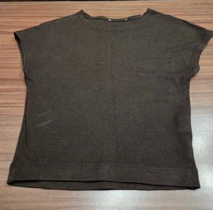 Zara Stylish Brown Cap Sleeve Top