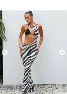 Bikini Cover Up Zebra Print Maxi Dress