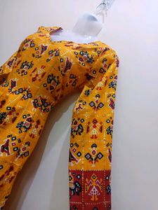 Yellow Printed Anarkali 👗