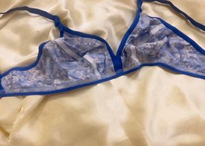 New Blue Floral Print Bra