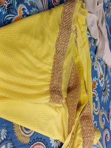 Light Weight Crape Yello Saree Not Used One