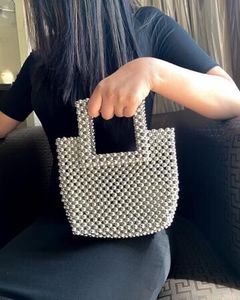 Silver Metallic Handmade Beaded Bag