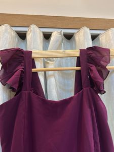 Burgundy Ruffle Sleeve Dress