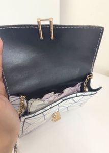 Shein White Geometric Print Chain Bag