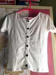 White Ribbed Top For Women