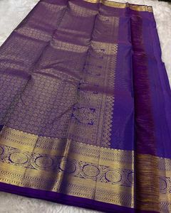 Royal Purple Saree with Gold Border