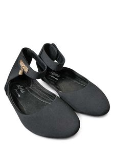 Black Women’s Ankle Strap Flat Bellies | Size 4 |