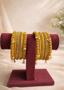 Yellow Beaded Bangles Set -2.6