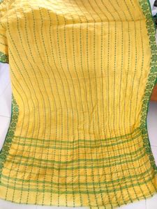 Taant handloom Bengali Cotton Saree Bright Yellow