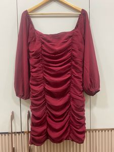 B+VESTRY Maroon Sheath Ruched Dress