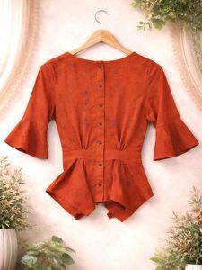 Unique Rust Peplum Top