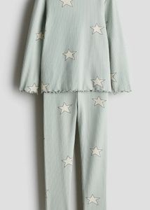 H&amp;M Star Print ribbed Pajama Set New piece
