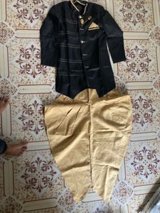 Men's Black Kurta Set with Dhoti ( 12-13 year Boy