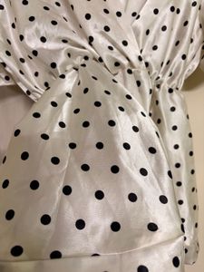 Polka Dot Satin Wrap Top