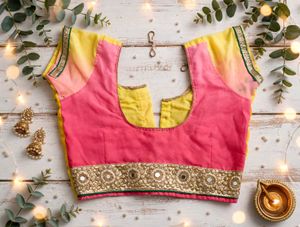 elegant yellow and pink saree