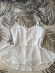 White Broderie Anglaise Peplum Top