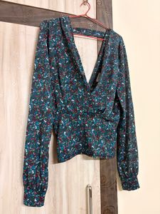 Stylish Floral Print V-Neck Top