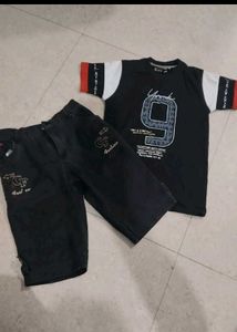 Kids Black T-Shirt &amp; Shorts Set