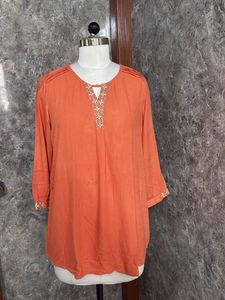 Orange Embroidered Kurta