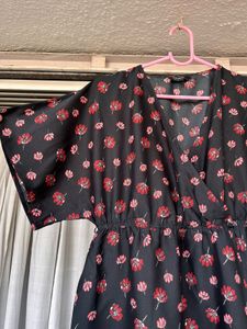 Floral Print Black Mini Dress