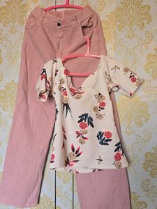 Pink Denim Jeans Set