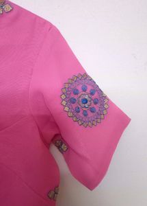 Pink Colour Half Sleeve Blouse
