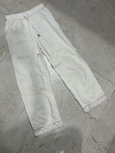 White Lace Trimmed Palazzos