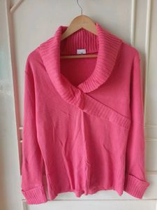 Pink Cowl Neck Knit Sweater