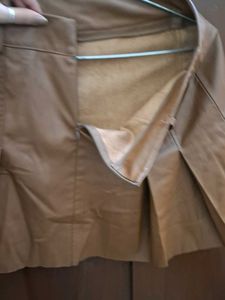 Brown Faux Leather Skirt with Belt