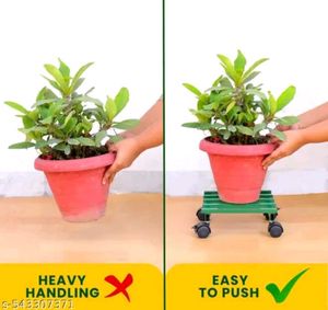 Green Metal Plant Stand with Wheels