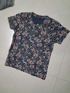 Floral Print Blue T-Shirt